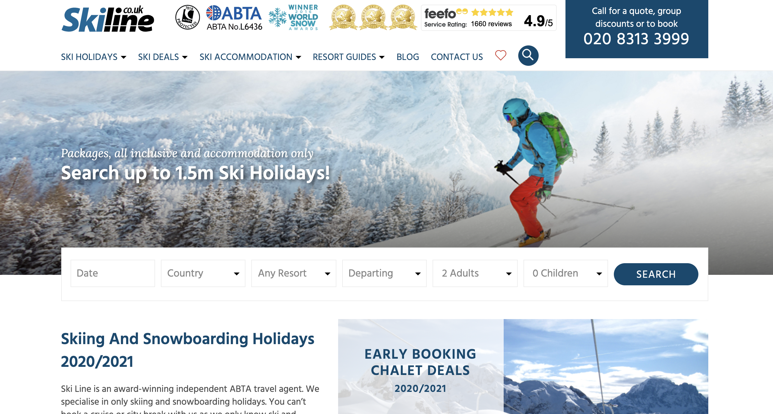 Ski holiday search engine